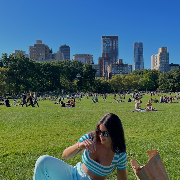 Zara Striped Blue and White Crop Top - Picture 3 of 4